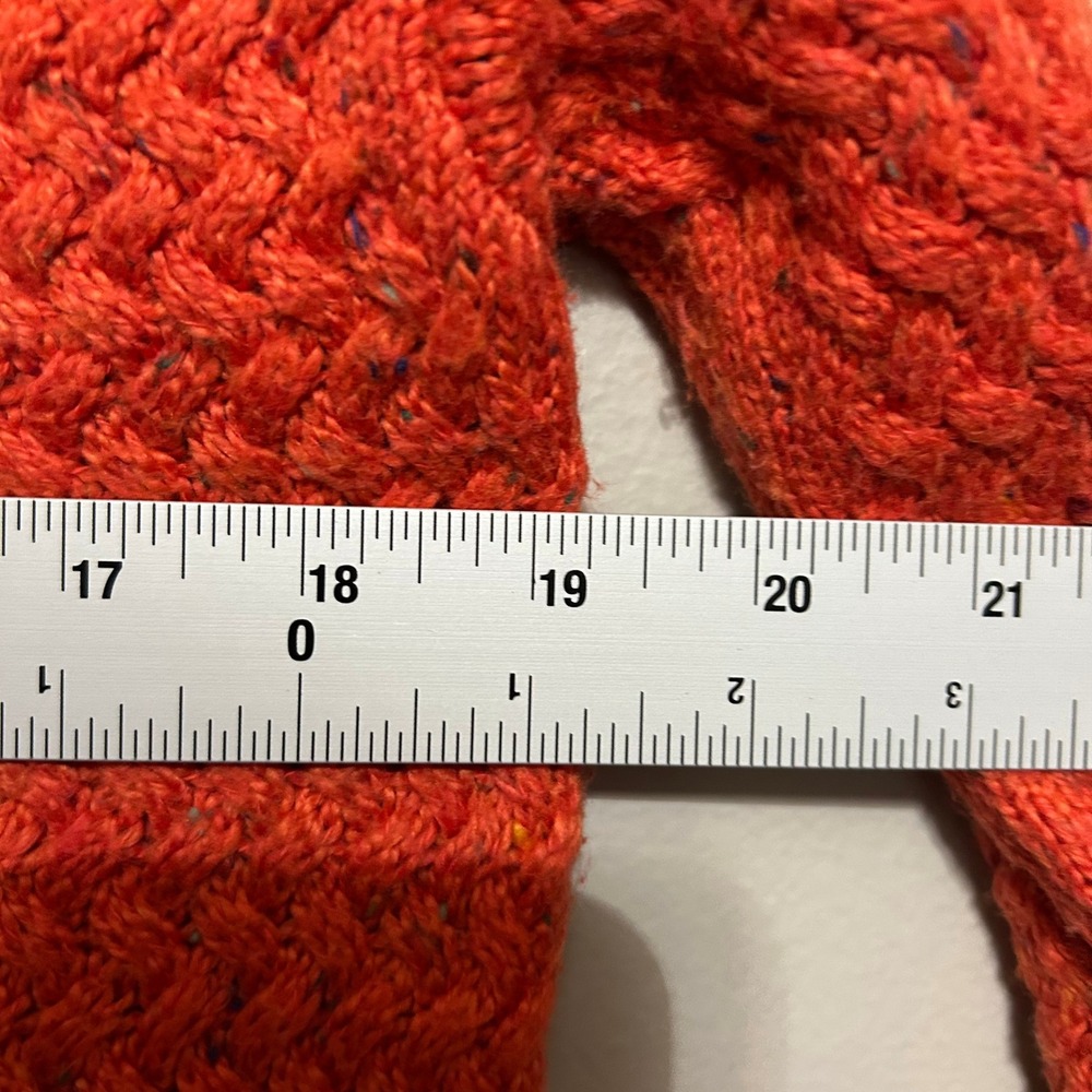Talbots Sweater S Orange Split Mock Neck Birdseye Textured Knit Autumn Cozy - Picture 7 of 9